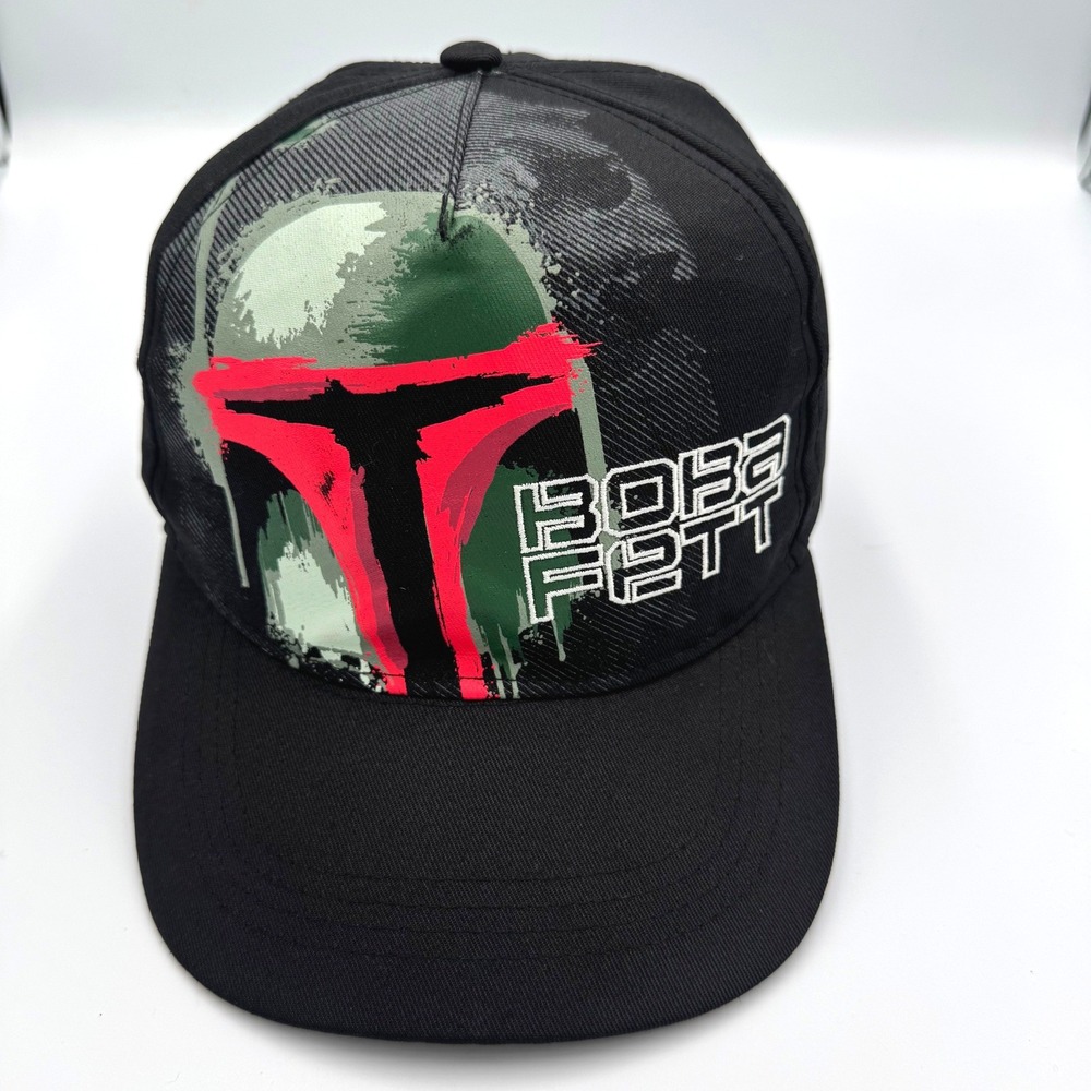 Star Wars Boba Fett Helmet Graphic Snapback Hat Mens OSFM Black